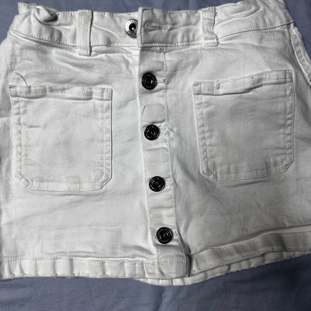 Zara Kids White Button-Front Mini Skirt - Picture 4 of 6